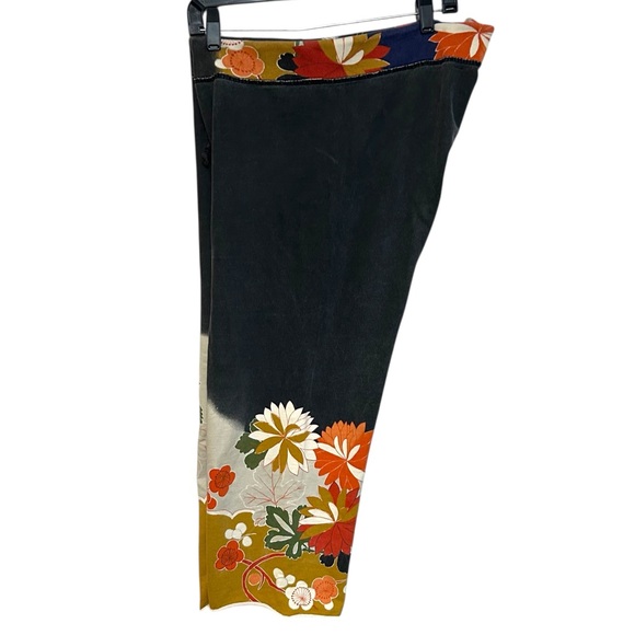 Y2K lucky brand L-XL sweatpants cropped floral graphic boho wide leg vintage - Picture 9 of 15